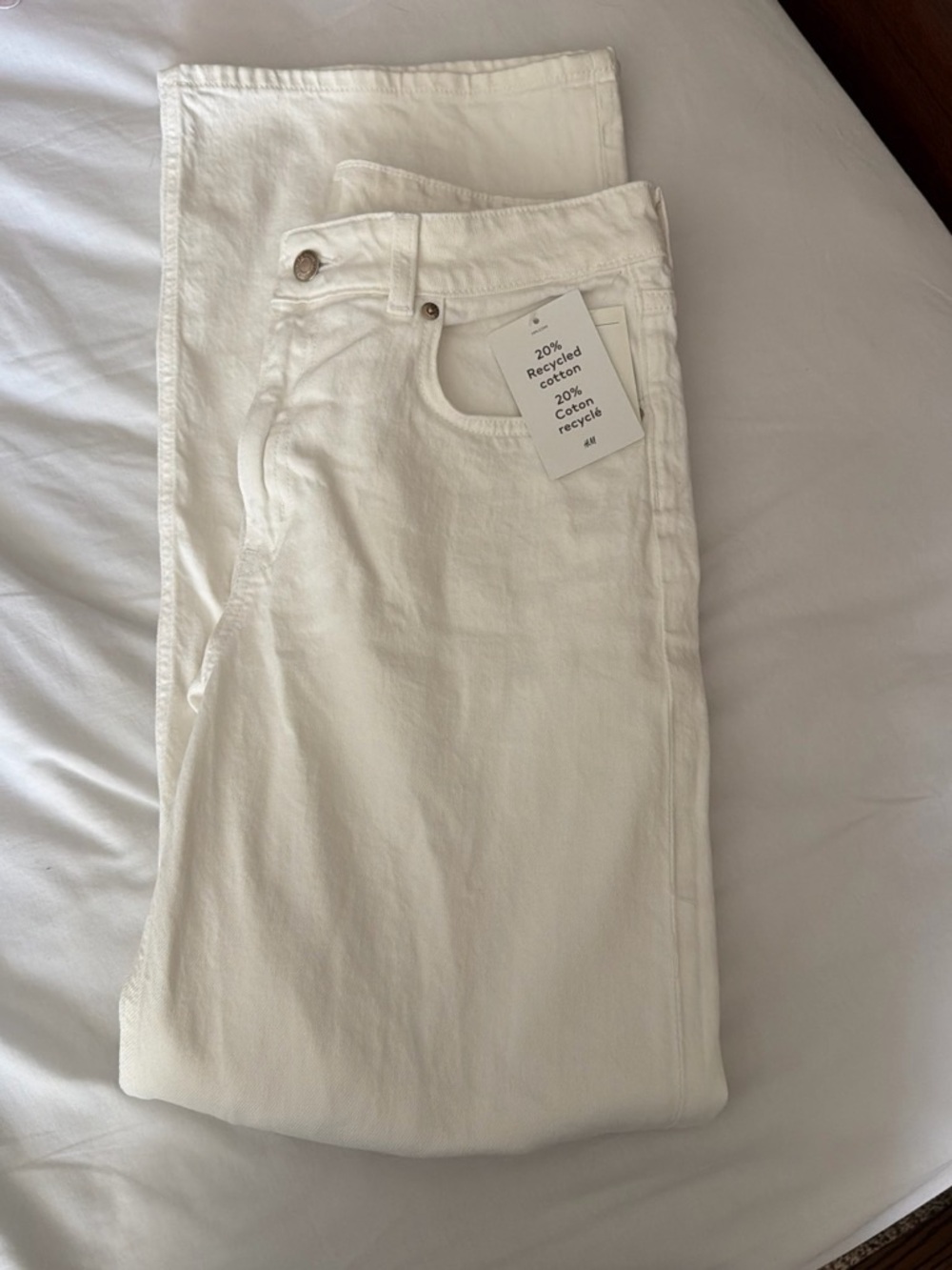 H&M High-Rise Straight White Jeans